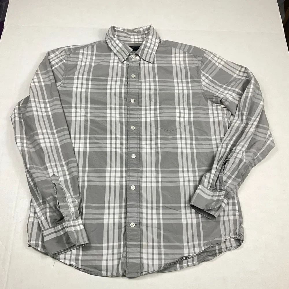 GAP Mens Cotton Button Up Shirt Plaid Long Sleeve Business Casual Top Medium